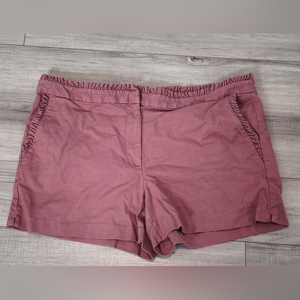 LOFT Outlet Mauve Pink Ruffle Hem Shorts | Size 16 | 4” Inseam | 98% Cotton |
